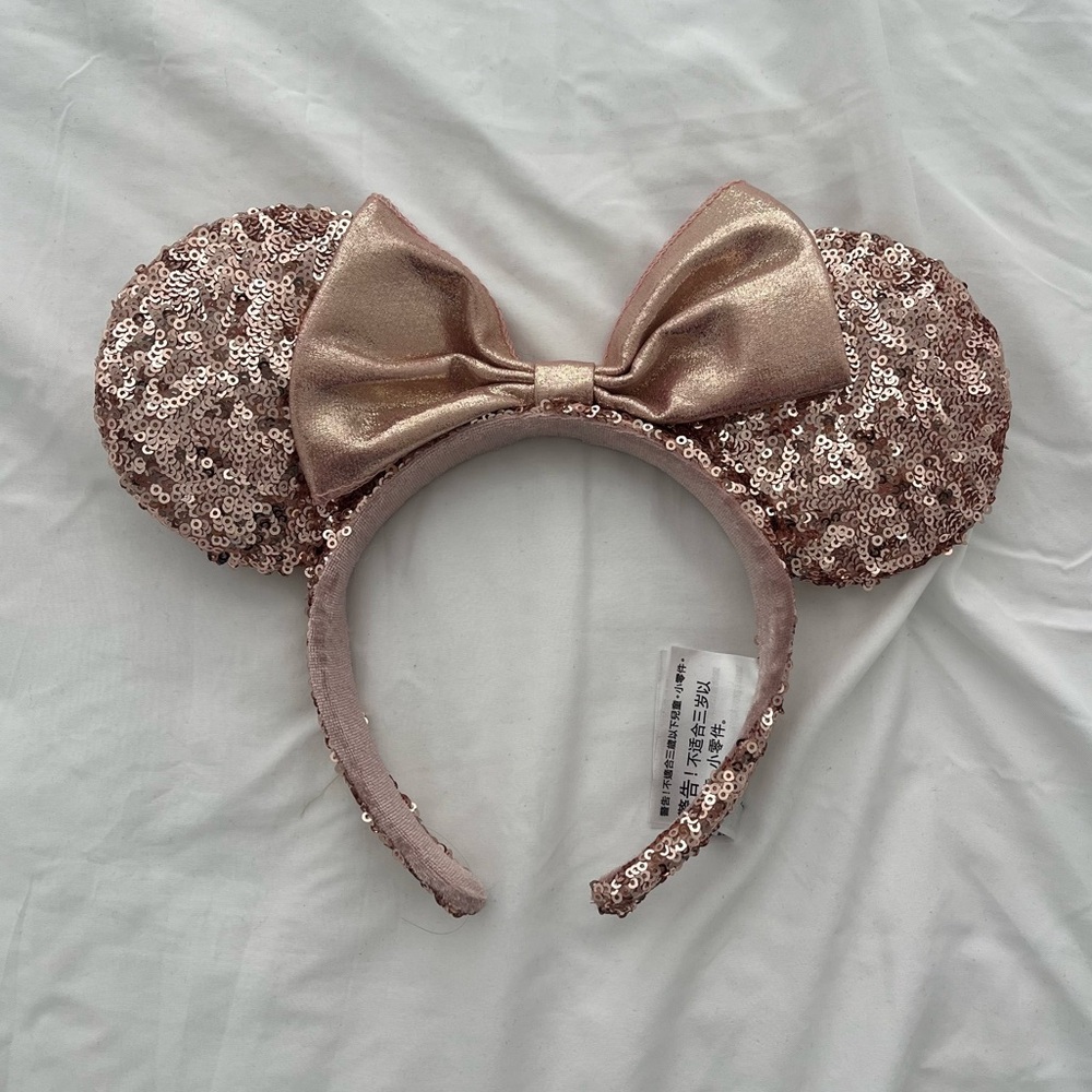 Minnie Mouse Sequined Ear Headband for Adults – Rose Gold